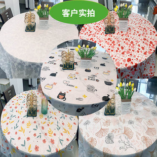速发一次性桌布防水防油加厚派花台布家用宴日印对喜生圆形正长方