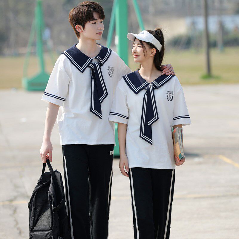 速发毕业照服装班服夏季海军风小学初高中动运会手水服演出服套装