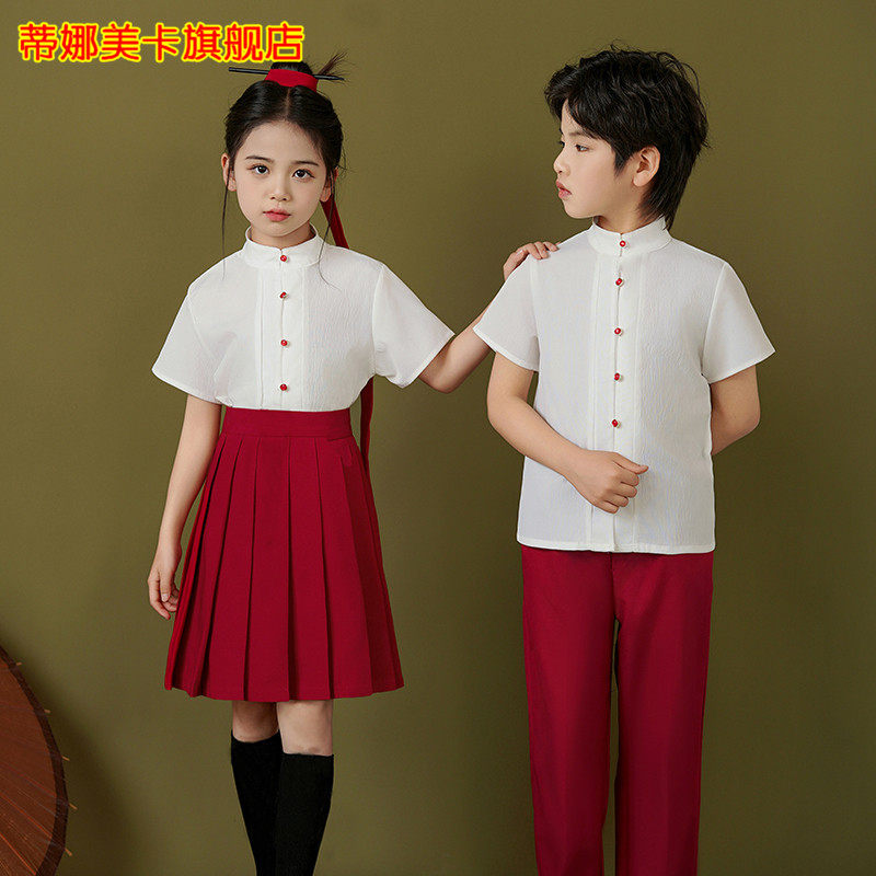 速发儿童中国风合唱朗演唱服小学生服诵表演服装幼儿合出毕业班服图片