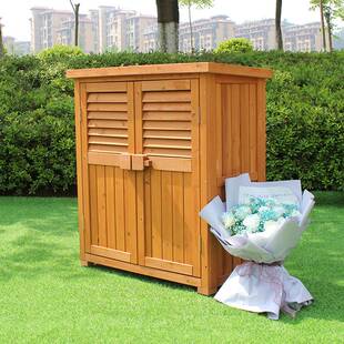 户外实木储物柜阳台工具箱置物柜室外花园储物箱庭院收纳复古田园