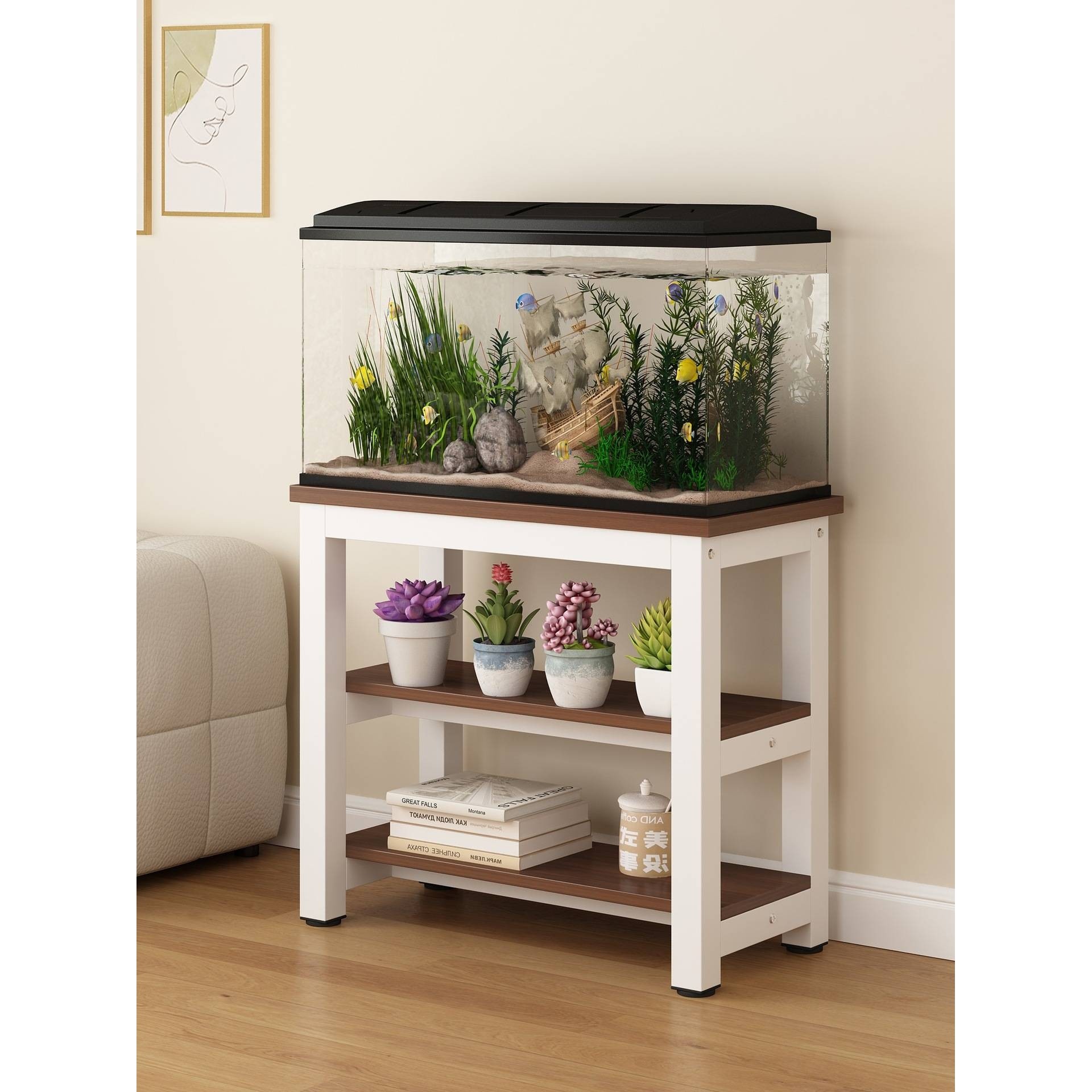 扫地机器人置物架家用鱼缸架承重底座打印机方桌子简易边几鱼缸柜