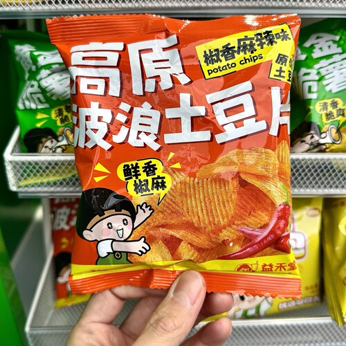 益禾堂代购高原波浪土豆片椒香麻辣味16g休闲零食