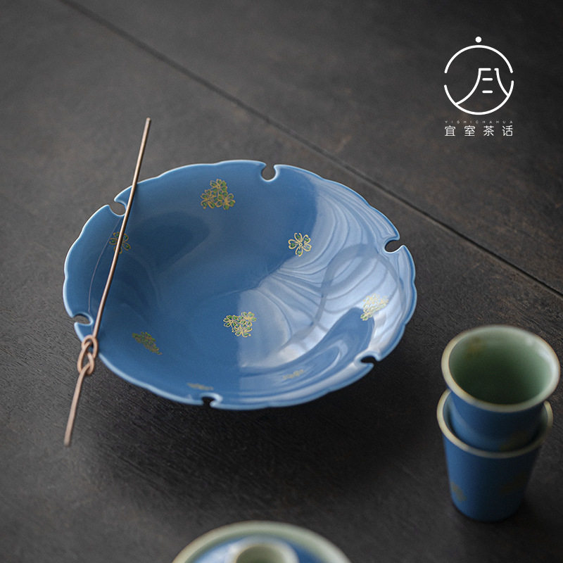 宜室茶话海蓝繁花葵口壶承干泡盘