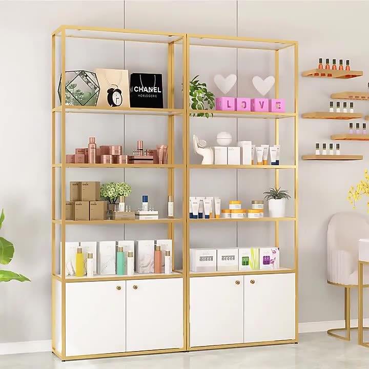 轻奢化妆品展示柜美容院彩妆护肤产品柜子置物架甲店货架展示架