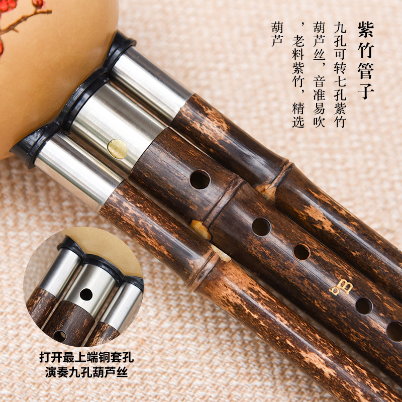 九孔葫芦丝紫竹精制演奏可转七孔宽音域乐器FG降BTC调音准高音易