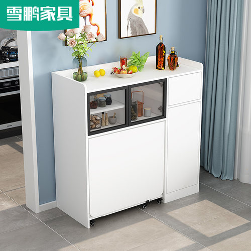 现代简约折叠小户型家用餐边柜桌子一体餐桌L椅组合可移动6G-031