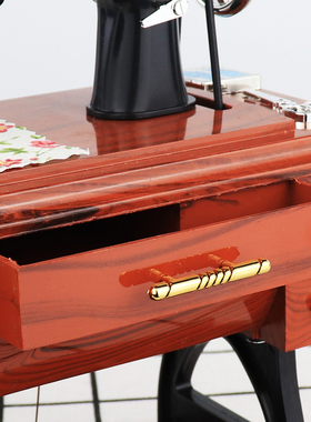 复古欧式怀旧家居饰品摆件缝纫机缝D衣机八音盒音乐盒书柜摆设礼