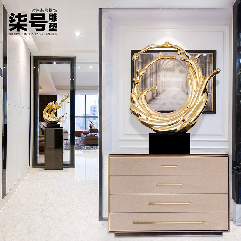 酒店客厅门口玄关桌面摆件招财艺术品高档M楼梯口雕塑现代简约水,家居饰品,装饰摆件,淘宝优惠券,粉丝福利购,淘宝优惠卷