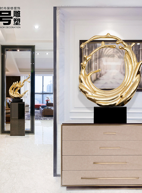 酒店客厅门口玄关桌面摆件招财艺术品高档M楼梯口雕塑现代简约水