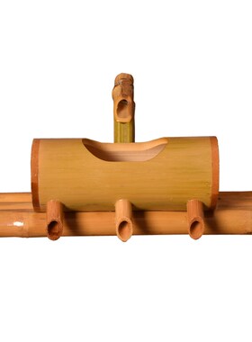 鱼缸过滤器竹子循环流o水制氧客厅养鱼水缸池造景陶瓷流水生财摆