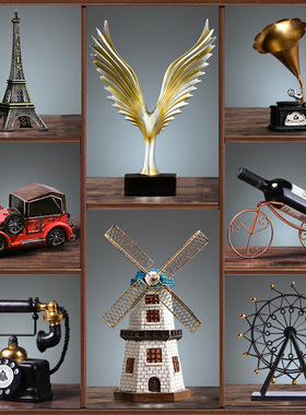 北欧店铺电视柜j红酒架装饰品家居客厅超市美陈道具复古桌面小摆