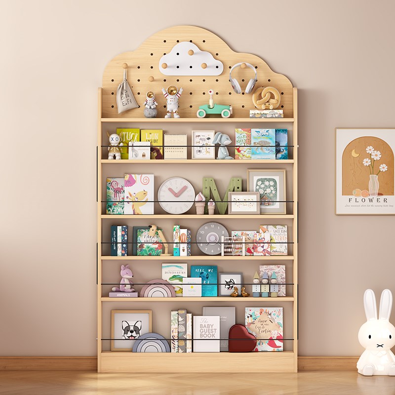 超薄门后书d架一体靠墙边落地儿童家用实木多层窄书柜洞洞板收纳