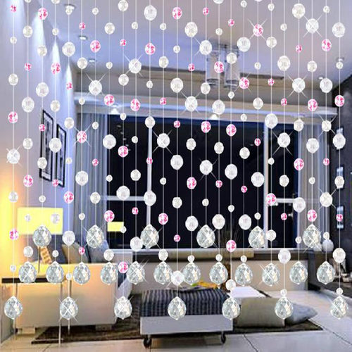 水晶珠帘网红卧室客餐厅隔断挂帘背景帘子M玄关卫生间门帘墙挂装