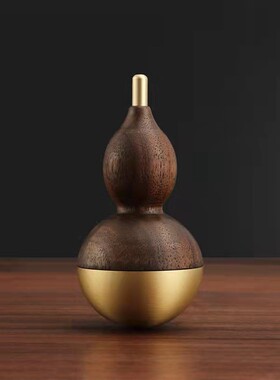不倒翁纯铜木主义实心葫芦黑胡桃木招财办公室装饰创意Y摆件工艺