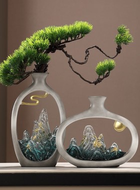 新中式酒柜d装饰品客厅入户玄关展示柜博古架家居国风高档花瓶摆