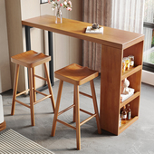 小户型实木吧台隔断柜一体家用高脚E桌客厅阳台休闲靠墙长条桌餐