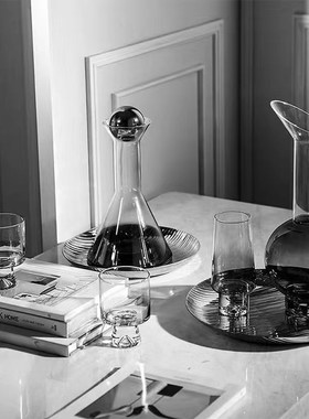 现代轻奢玻璃酒具摆件样s板间客厅茶几桌面醒酒器套装组合软装饰