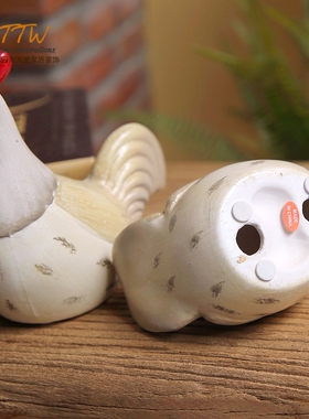 美式乡村彩色情侣鸡陶瓷摆件 家居隔N板装饰品 橱柜摆件