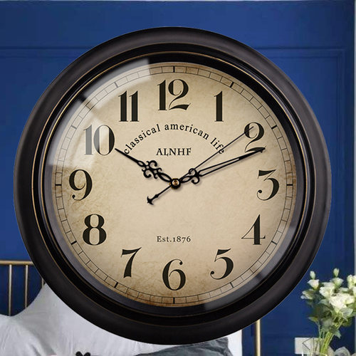 欧式复古静音挂钟客n厅简欧仿古挂表美式乡村家用怀旧北欧大时钟