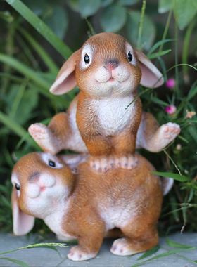 庭院花园创d意可爱小兔子动物摆件办公室柜子工艺品卡通装饰品摆