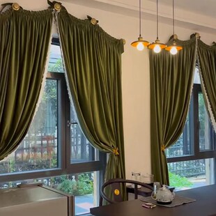 轻奢复古丝绒穹顶式窗帘法式欧式门E头设计窗帘卧室书房门帘定制