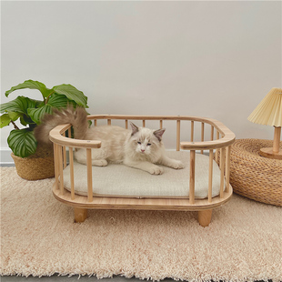 通用防潮防霉行军.床离地木 Nono宠物猫咪狗窝垫创意实木家具四季