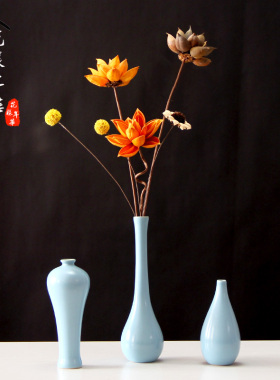 干花花束c客厅摆设装饰品摆件新中式餐桌茶桌书架茶几桌面花瓶插