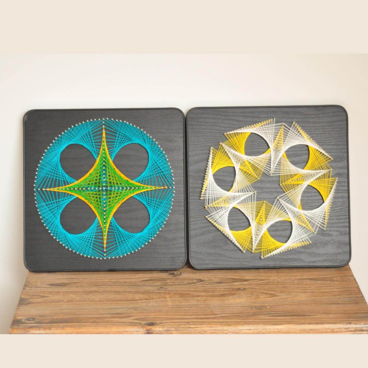 几何图形钉子绕线画减压手工diy材料包装饰画创意制作弦丝画礼物