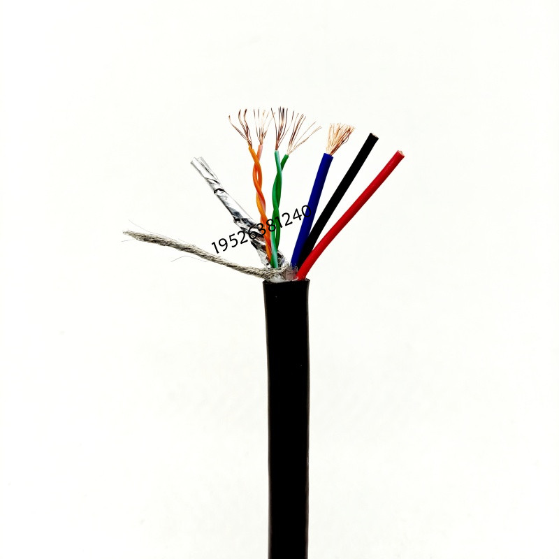 TRVV拖链屏蔽电缆8芯0.2屏蔽网线+2/3/4/5芯电源线一体高柔性耐弯
