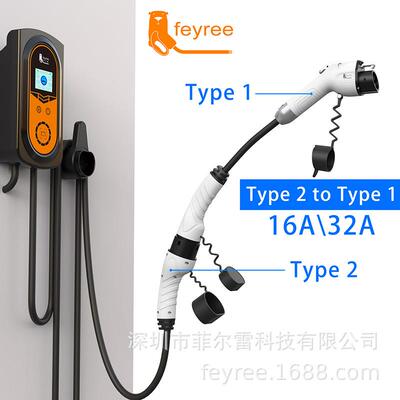 [转新能源家用电接线欧转美EBD单相桩AA充交流电动汽车转换头]