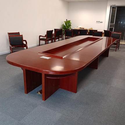 办公会议桌长桌椭圆开8898-66形会实木皮贴大型议室油漆会会客桌
