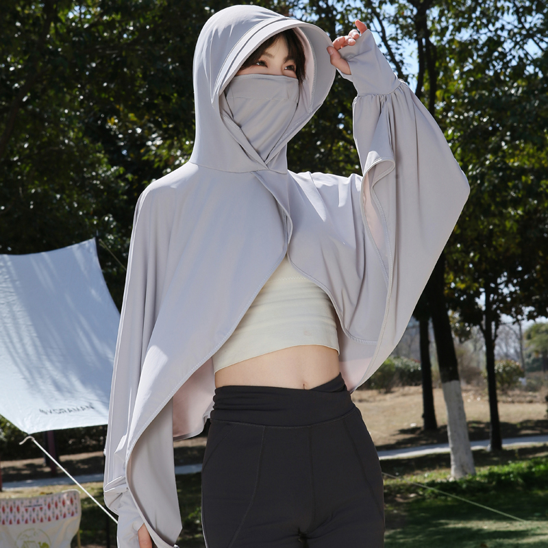 茉寻鸟防晒披肩2025新款防晒衣女电动车开车遮阳神器面罩袖套一体