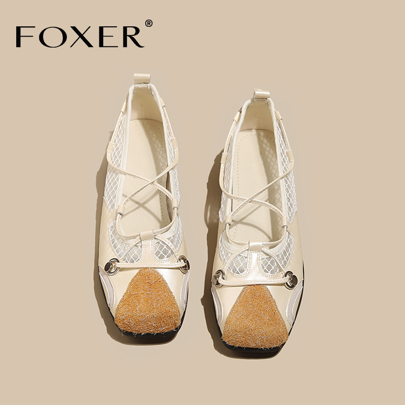 法式方头玛丽珍鞋女2025新款夏秋通勤网面透气浅口单鞋一脚蹬女鞋