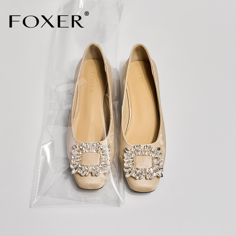 水钻单鞋女2025新款夏秋通勤一脚蹬低跟女鞋气质法式配裙子晚晚鞋