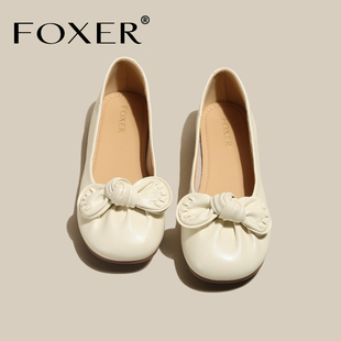 蝴蝶结浅口单鞋女款2026新款软底配裙子绝美通勤舒适不累脚平底鞋