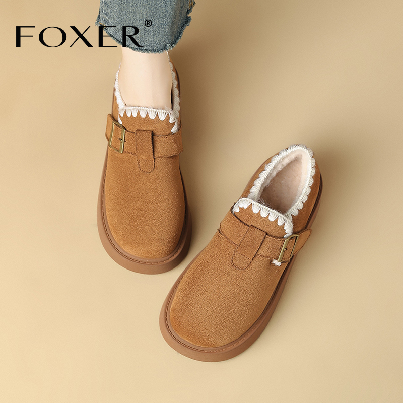FOXER厚底勃肯鞋小个子加绒保暖