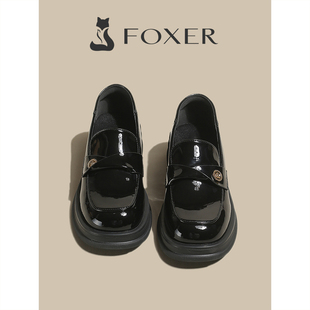 真皮厚底乐福鞋女2025新款春季英伦风小金币漆皮一脚蹬通勤小皮鞋