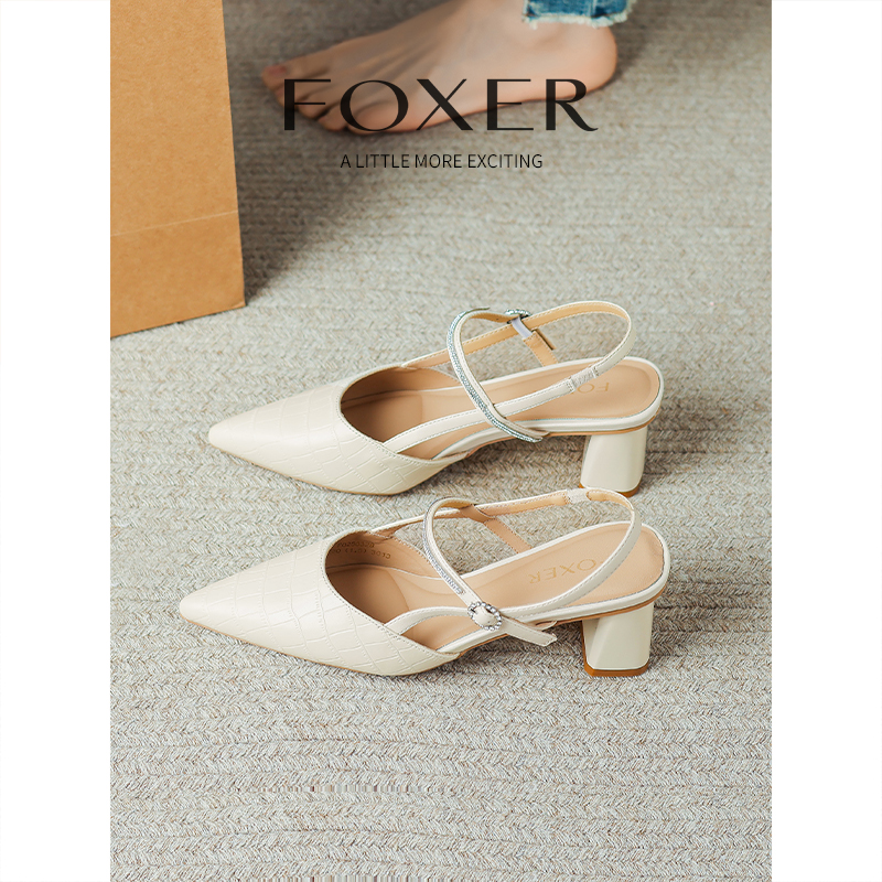 FOXER尖头高跟凉鞋新款夏季女