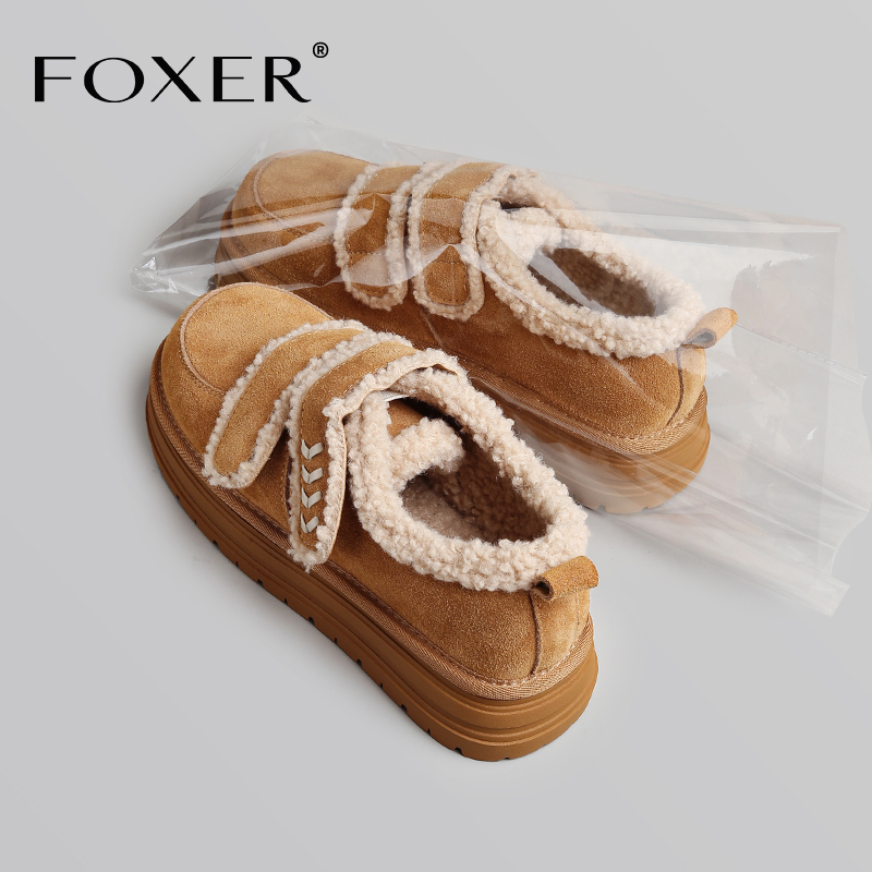 FOXER厚底勃肯鞋女全包外穿加绒