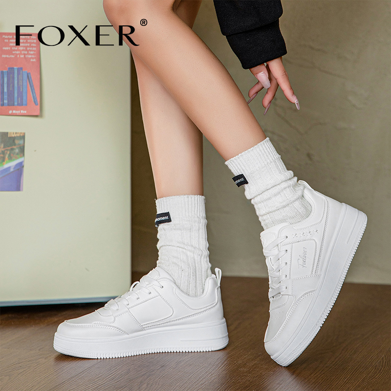 FOXER厚底板鞋百搭增高情侣爆款