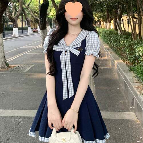 THE AIERA裙韩系风学院连衣裙设计时尚两件蝴蝶结学生字女夏日减