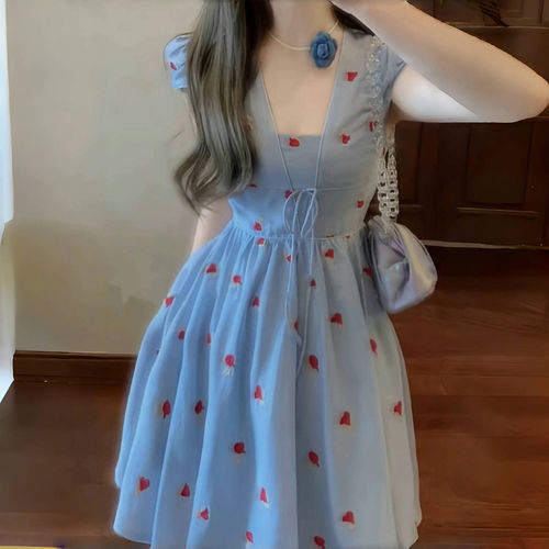 THE AIER短设计腰显瘦好看碎花连衣裙法式超感收字风气质绝美裙子