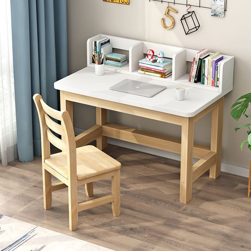 速发儿户电脑书桌一体实木书架椅子轻奢家用书童型写字桌简约实木