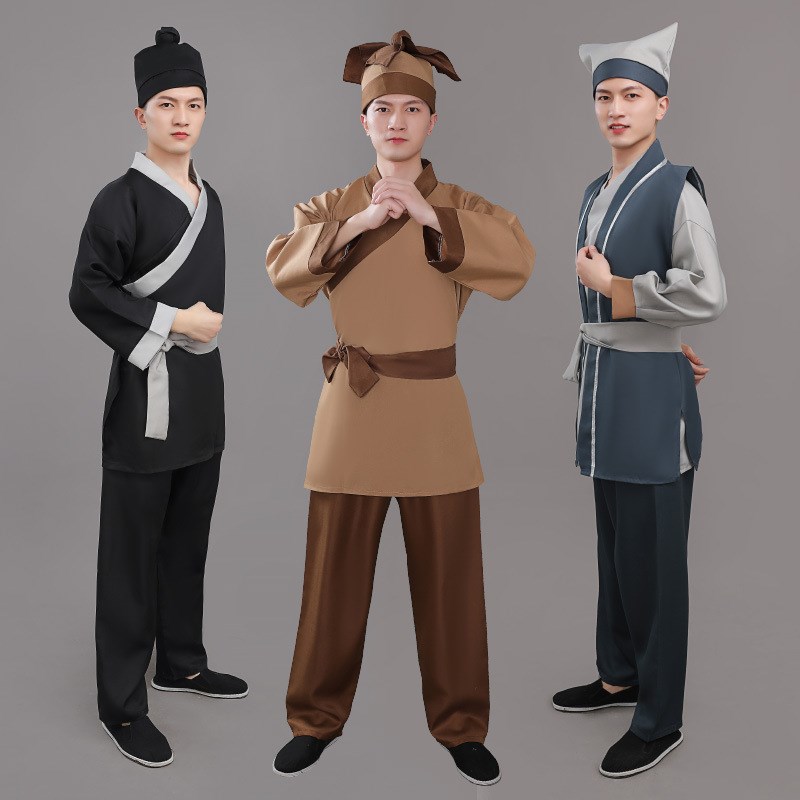 速发儿童古装戏服古代百姓平民村民店小二群演路人下人家丁衣服演