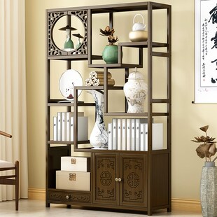 速发RI0T仿古中式 楠竹博古架茶叶茶室置物落柜收纳地多层关功能玄