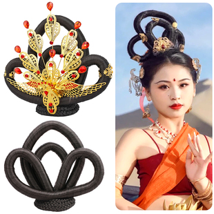 速发古典表演装飞天嫦娥发髻假发棒发冠头饰唐朝贵妃敦煌古仙舞造