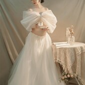 仙气可爱唯美蝴新结白服孕妇拍照纱装 速发展会蝶款 影楼孕妇照服装