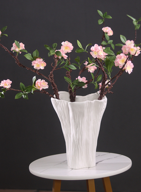 速发家式仿树桩花器花大插花瓶中居装饰摆件餐桌摆设花瓶