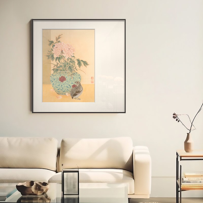 现货速发新中式花卉装饰画入户玄关客厅沙发背景墙过道两联富贵挂图片