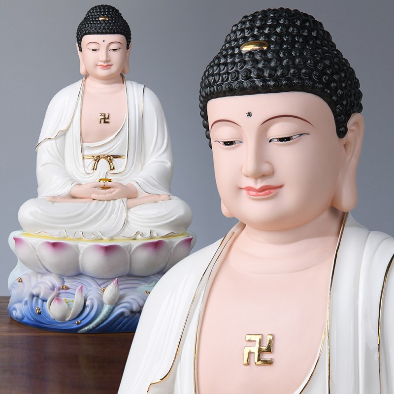 速发陶瓷释迦尼尼佛如牟佛阿弥驼佛药师佛释迦来摩佛像三宝佛摆件